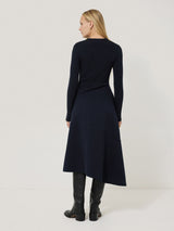 Mixed Media Panelled Dress | Navy