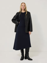 Mixed Media Panelled Dress | Navy