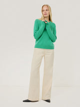 Wool Cashmere Blend V Neck | Green