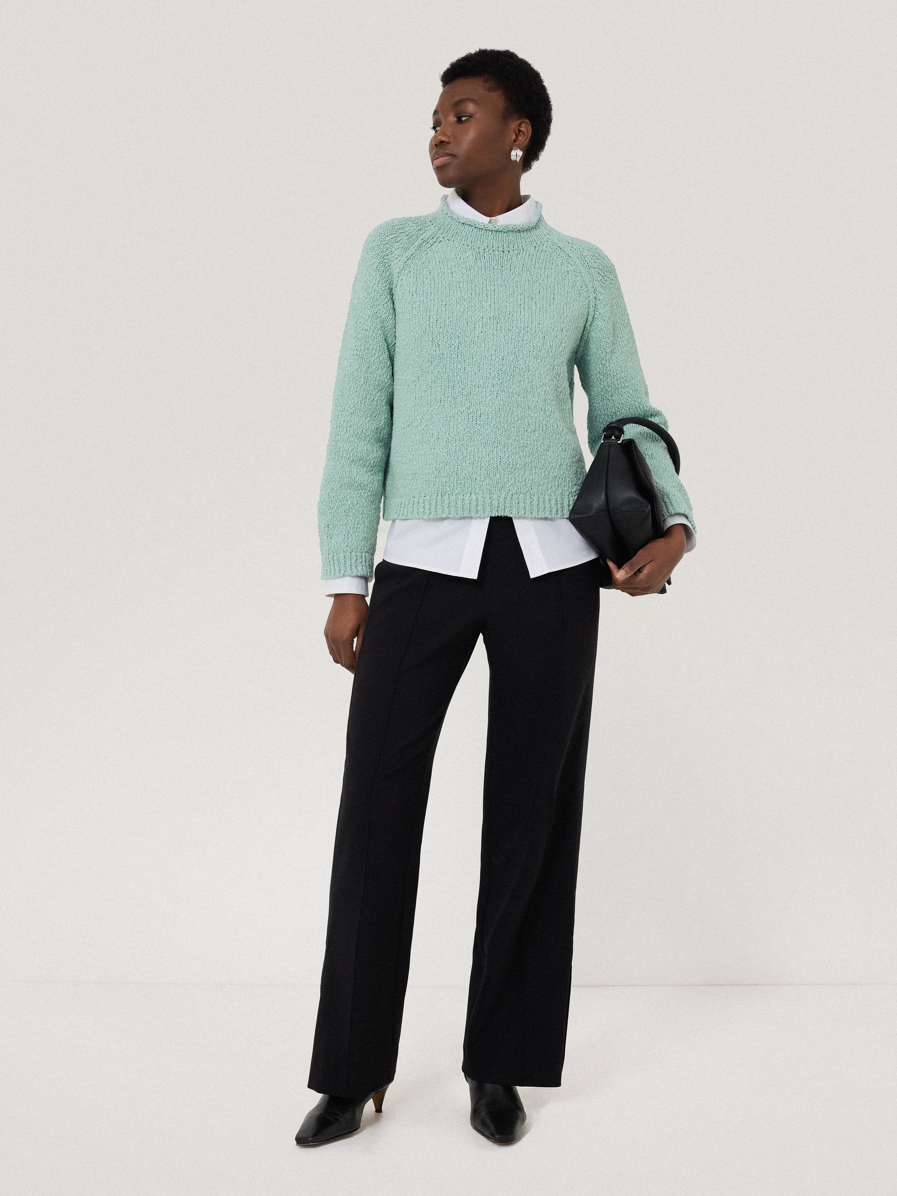 Chunky Textured Cotton Jumper | Mint – Jigsaw