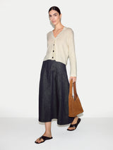 Linen Cotton Scallop Cardigan | Ivory