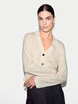 Linen Cotton Scallop Cardigan | Ivory