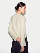 Linen Cotton Scallop Cardigan | Ivory