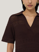 Cotton Blend Pointelle Dress | Oxblood