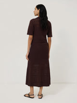 Cotton Blend Pointelle Dress | Oxblood