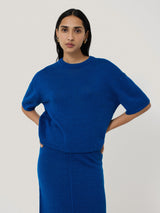 Linen Knitted Top | Blue