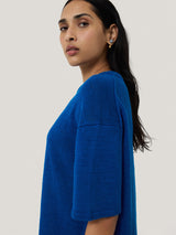 Linen Knitted Top | Blue