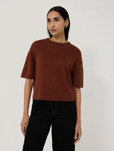 Linen Knitted Top | Brown