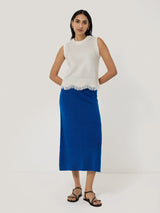 Linen Knitted Skirt | Blue