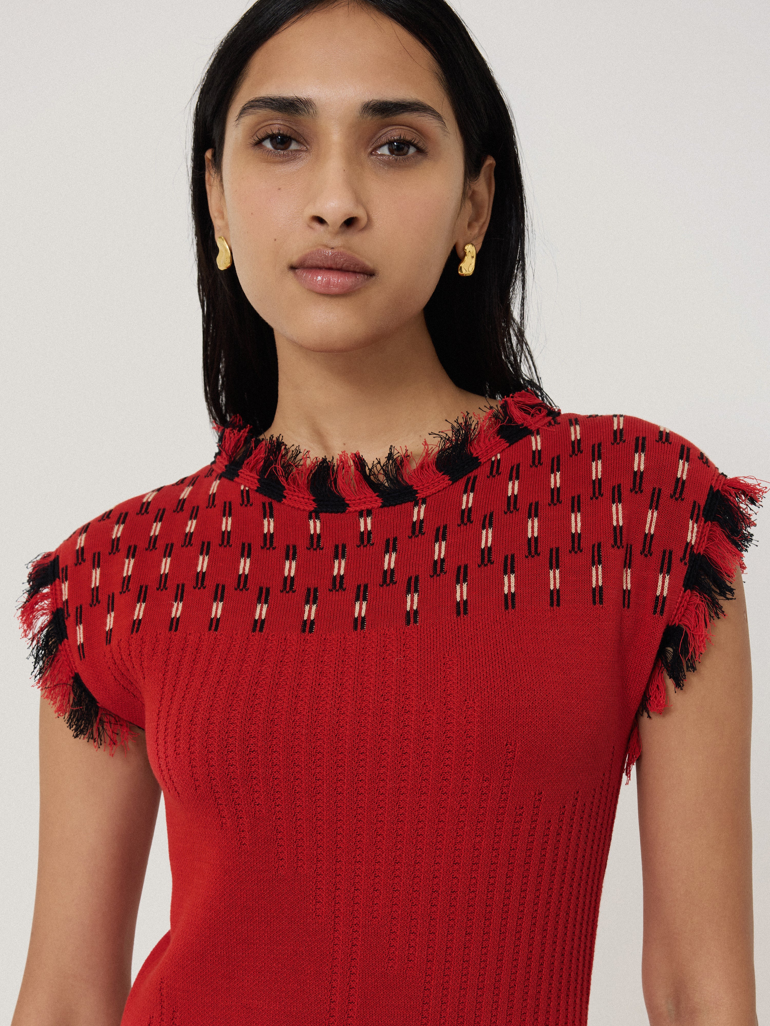 Fringe Texture Knit Dress
