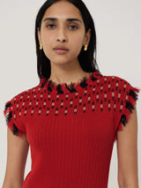 Fringe Texture Knit Dress | Orange