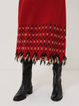 Fringe Texture Knit Dress | Orange