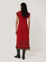 Fringe Texture Knit Dress | Orange