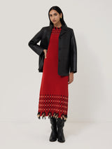 Fringe Texture Knit Dress | Orange