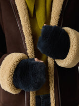 Faux Fur Mittens | Navy
