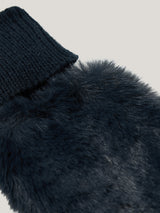 Faux Fur Mittens | Navy