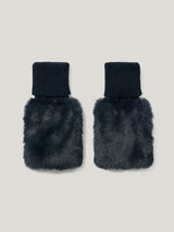 Faux Fur Mittens | Navy
