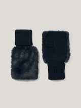 Faux Fur Mittens | Navy