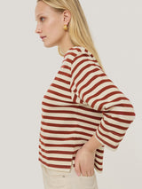Cotton Trim Breton Top | Red