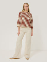 Cotton Trim Breton Top | Red