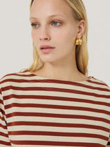 Cotton Trim Breton Top | Red