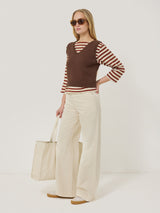 Cotton Trim Breton Top | Red