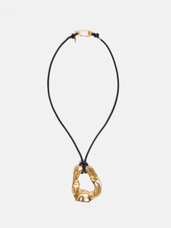 Molten Loop Leather Necklace | Gold