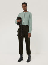 Delmont Velvet Tapered Jean | Dark Green