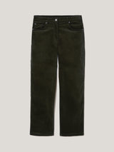 Delmont Velvet Tapered Jean | Dark Green