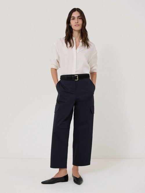Cotton Viscose Cargo Trouser | Navy