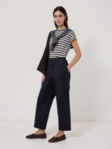 Cotton Viscose Cargo Trouser | Navy