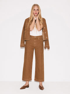 Tyne Wide Leg Cropped Jean | Tan Snow Wash
