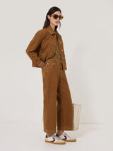 Tyne Wide Leg Cropped Jean | Tan Snow Wash