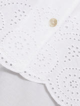 Broderie Anglaise Short Sleeved Pyjama Top | White