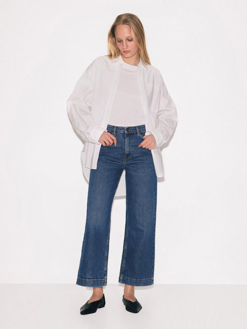 Tyne Wide Leg Cropped Jean | Vintage Mid Blue