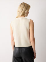 Merino Embellished Knitted Tank  | Ivory