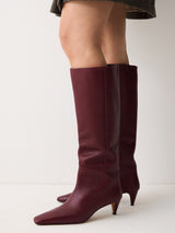 Leather Bobbi Knee High Boot | Burgundy