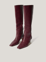 Leather Bobbi Knee High Boot | Burgundy