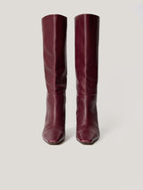 Leather Bobbi Knee High Boot | Burgundy