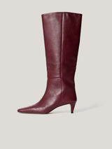 Leather Bobbi Knee High Boot | Burgundy