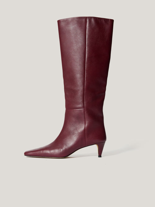 Leather Bobbi Knee High Boot | Burgundy
