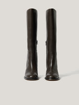 Leather Heeled Riding Boot | Brown