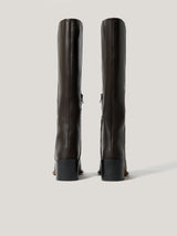 Leather Heeled Riding Boot | Brown