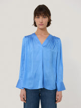 Recycled Satin Tunic Top | Blue