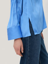 Recycled Satin Tunic Top | Blue