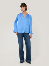 Recycled Satin Tunic Top | Blue