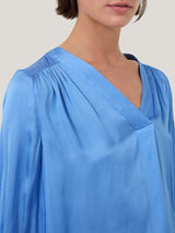 Recycled Satin Tunic Top | Blue