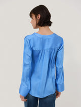Recycled Satin Tunic Top | Blue