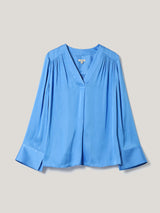 Recycled Satin Tunic Top | Blue