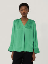 Recycled Satin Tunic Top | Green